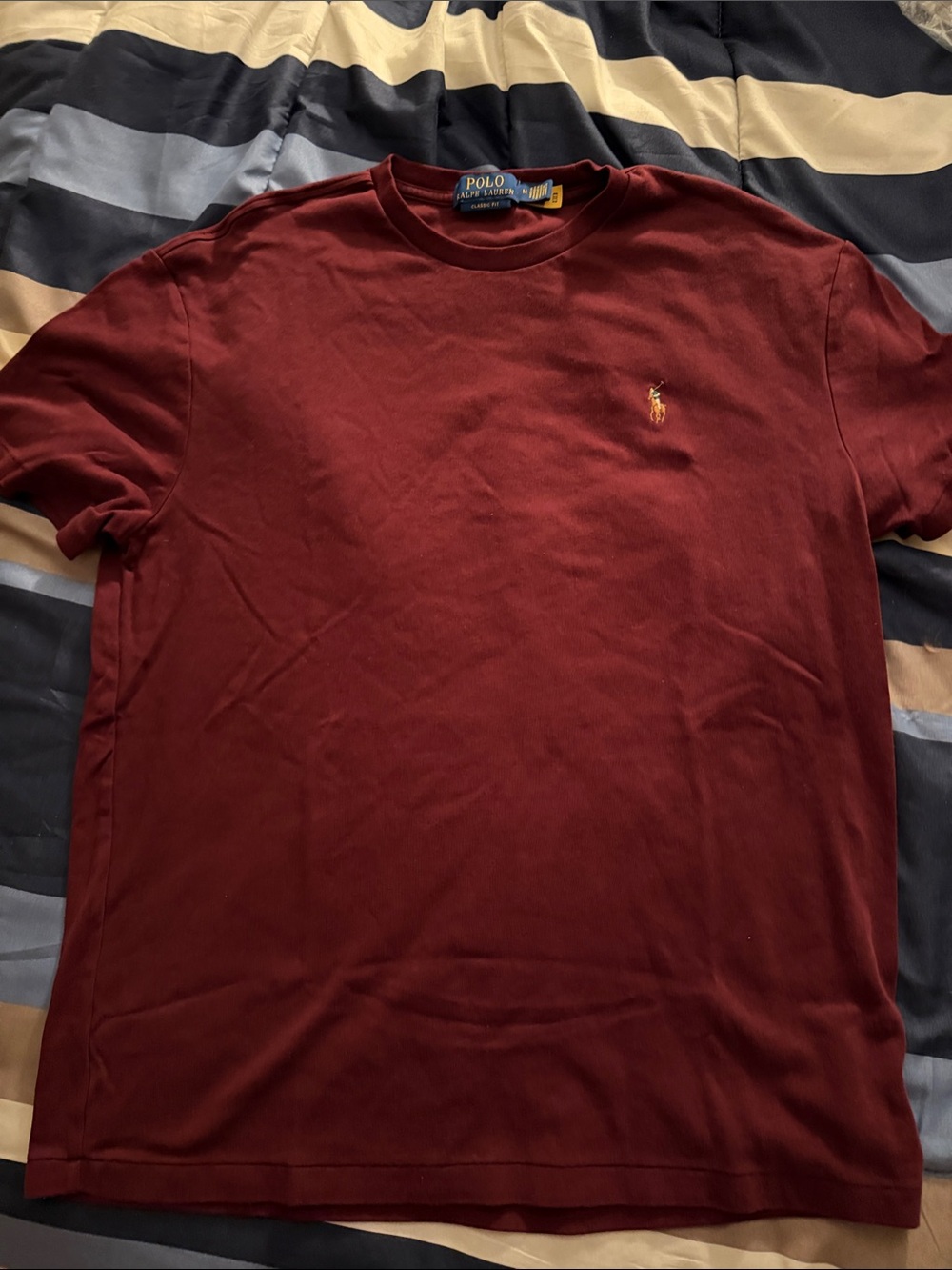 Polo by Ralph Lauren Men's Dark Burgundy Crewneck Tee with Embroidered Pony